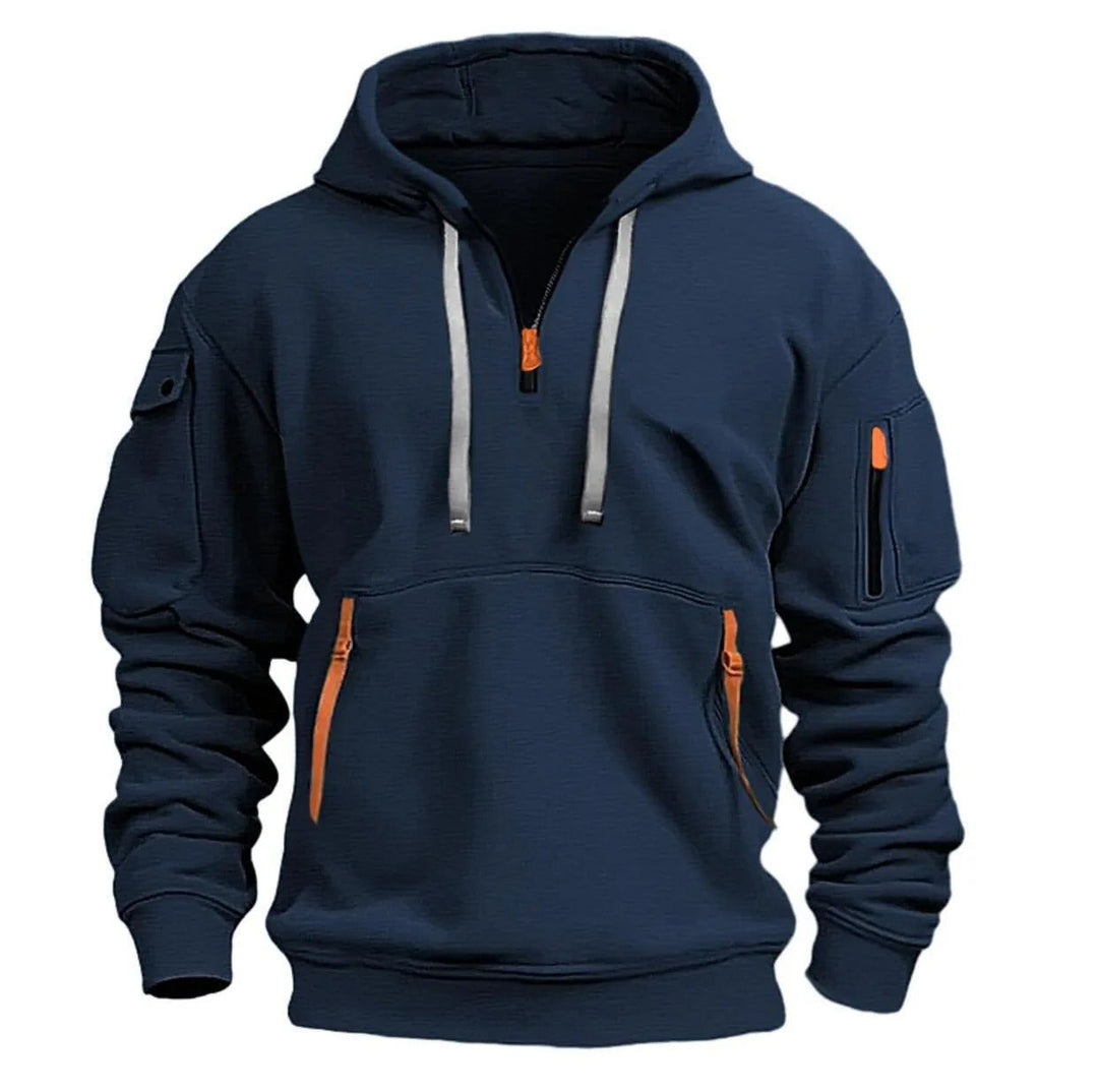 Stilla | Stilfuld hverdag herre hoodie med halv zip design