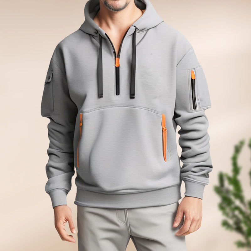 Stilla | Stilfuld hverdag herre hoodie med halv zip design
