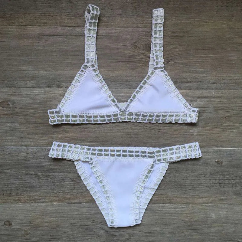 Skovae | Sexy Bikinis Sommer Kvinder Badedragt Hæklet Bikini-Sæt Badetøj Strand Badedragt Biquini Kvinde Monokini