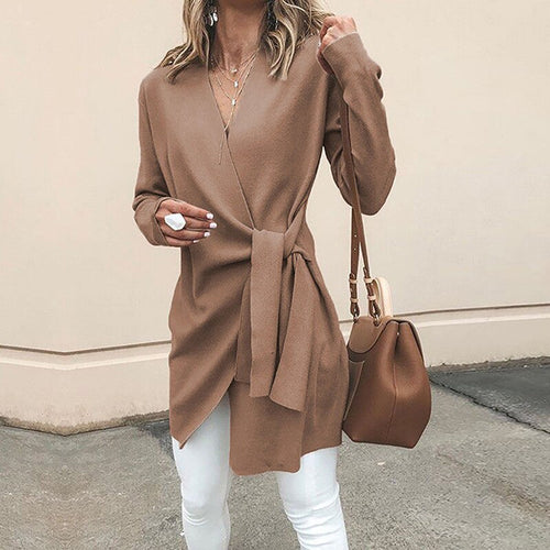 Stilla | Elegant Strikjakke Pullover Med Lange Ærmer Til Kvinder Til Elegante Kontorlooks