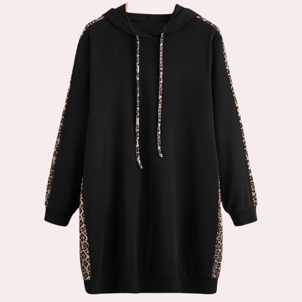 Stilla | Løstsiddende Hoodie Leopardskindsprint til Damer