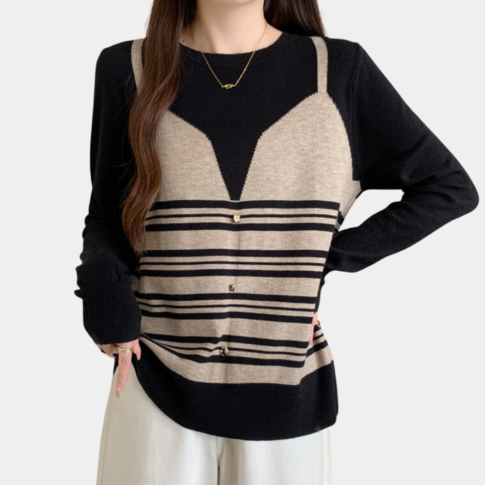 Stilla | Strikket Sweater med Striber til Kvinder