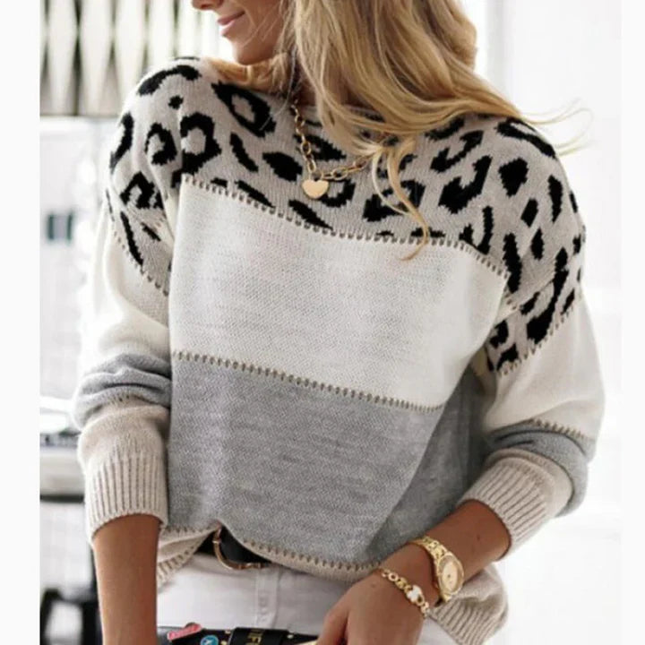Stilla | Dame sweater med leopardmønster