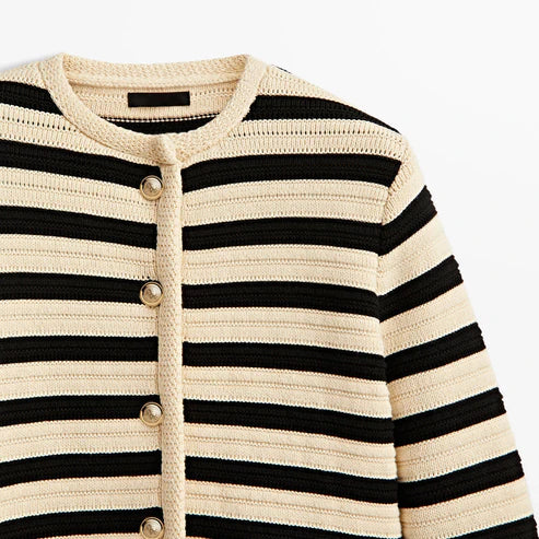 Stilla | Strikket veste med striber