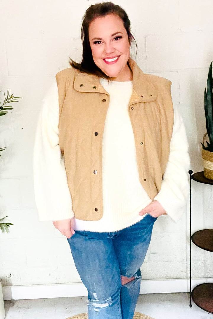 Stilla | Vest Med Trykknapper Af Vatteret Cordvelours Fald Vibes Taupe