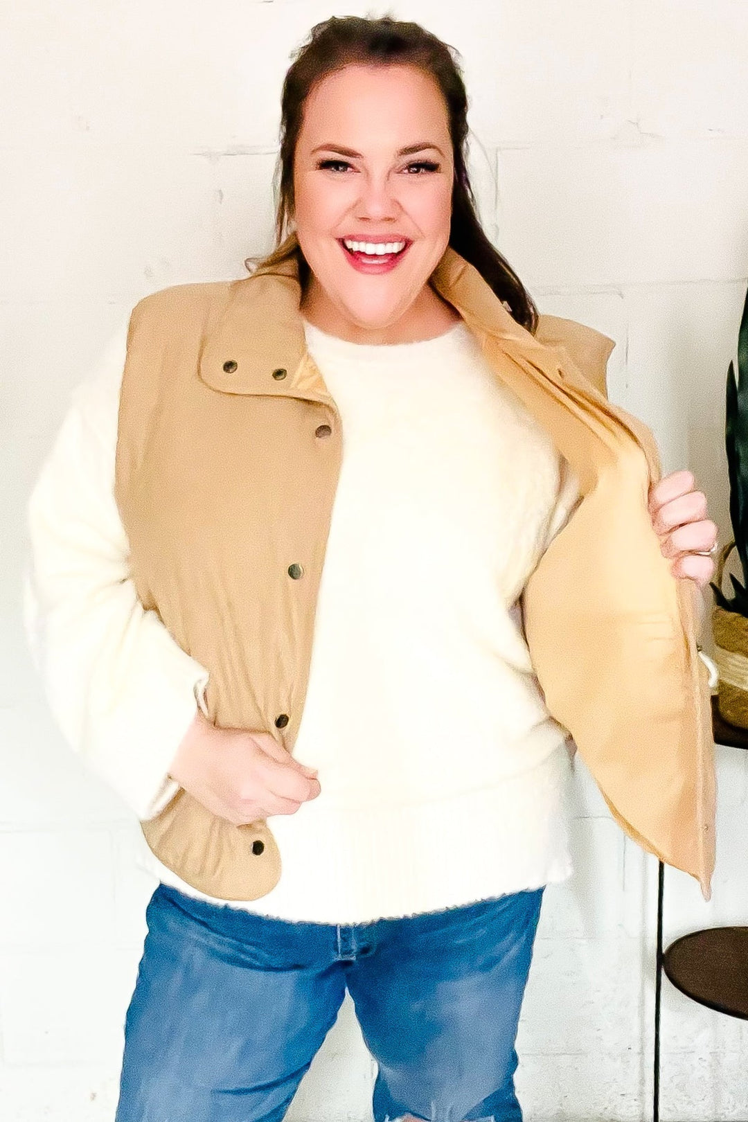 Stilla | Vest Med Trykknapper Af Vatteret Cordvelours Fald Vibes Taupe