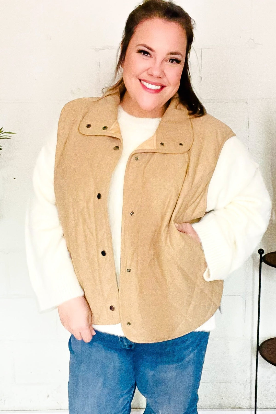 Stilla | Vest Med Trykknapper Af Vatteret Cordvelours Fald Vibes Taupe