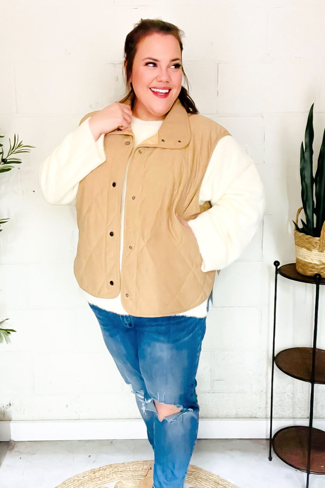Stilla | Vest Med Trykknapper Af Vatteret Cordvelours Fald Vibes Taupe