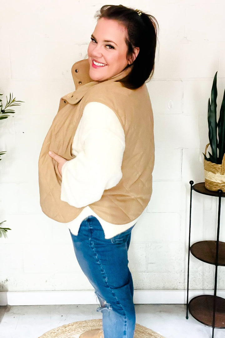 Stilla | Vest Med Trykknapper Af Vatteret Cordvelours Fald Vibes Taupe
