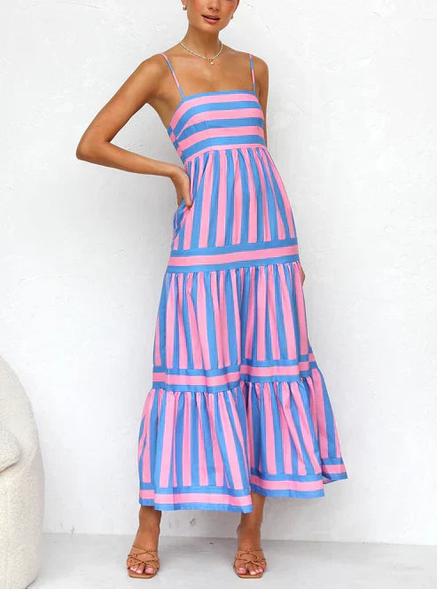 Stilla | Stribet Lang Maxi Kjole