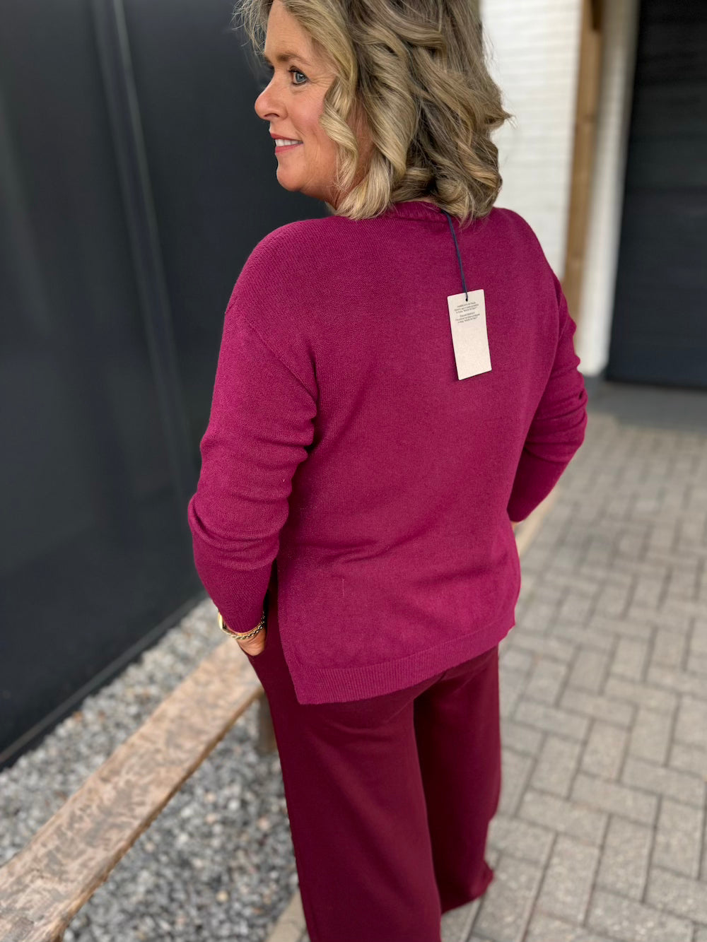 Stilla | Bordeaux Pullover Med Sprækker