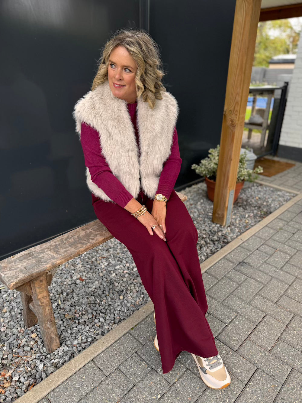 Stilla | Bordeaux Pullover Med Sprækker