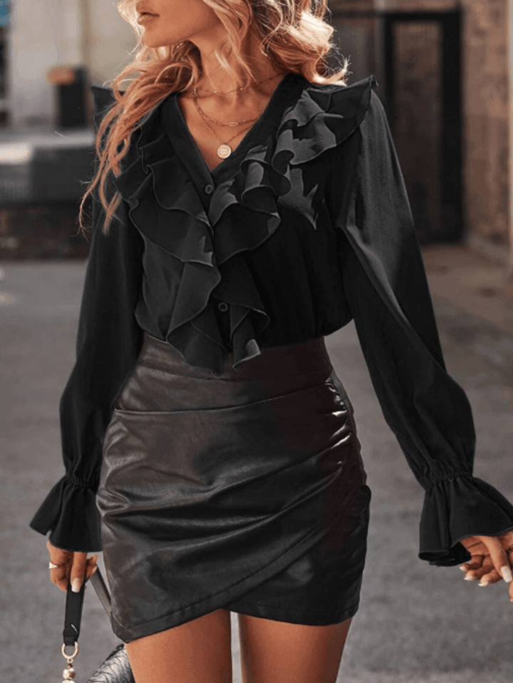 Stilla | Knap Bluse med Jabot Krave