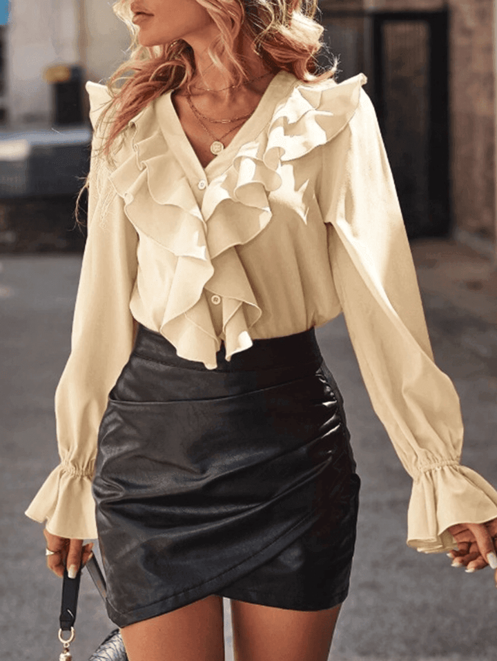 Stilla | Knap Bluse med Jabot Krave