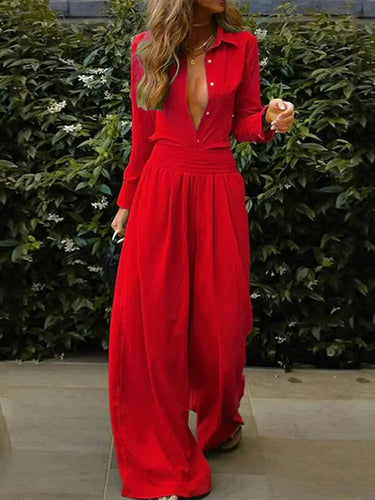 Stilla | Kvinders Langærmet Elastisk Talje Jumpsuit