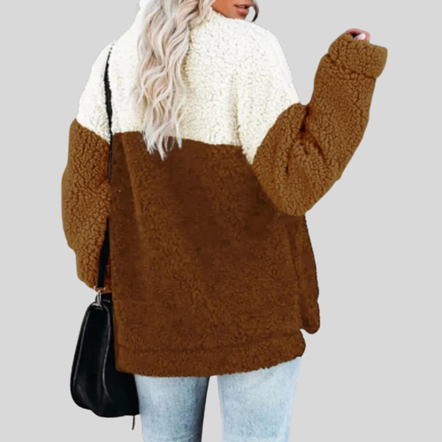 Stilla | Sherpa-Pullover Blødt fleece Fjerdedel lynlås Ståkrave Løs pasform