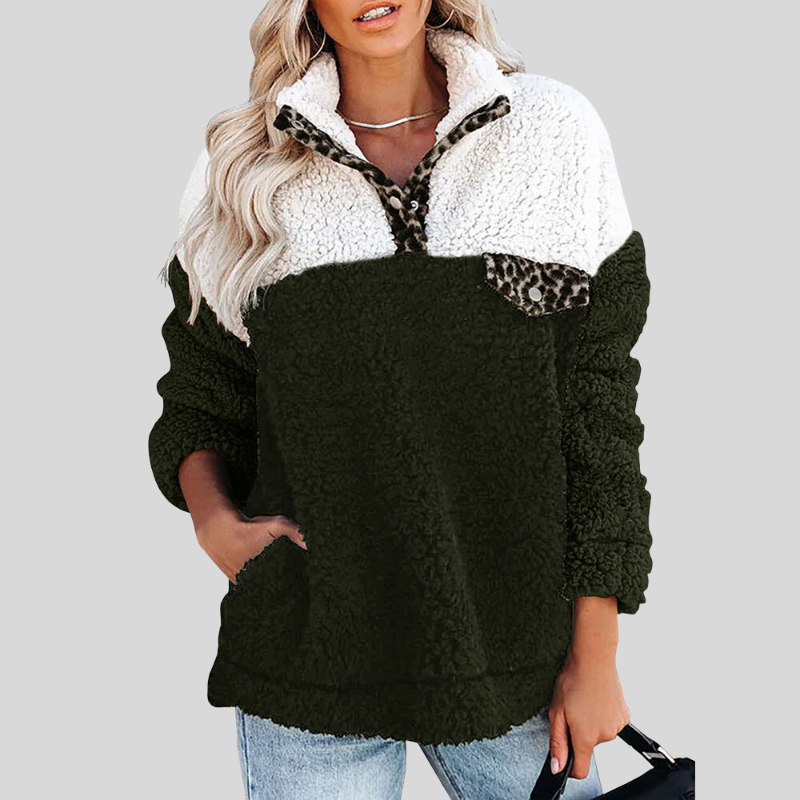 Stilla | Sherpa-Pullover Blødt fleece Fjerdedel lynlås Ståkrave Løs pasform