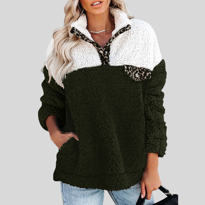 Stilla | Sherpa-Pullover Blødt fleece Fjerdedel lynlås Ståkrave Løs pasform
