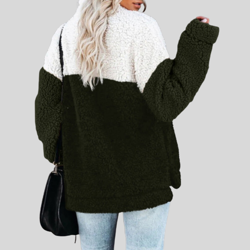 Stilla | Sherpa-Pullover Blødt fleece Fjerdedel lynlås Ståkrave Løs pasform