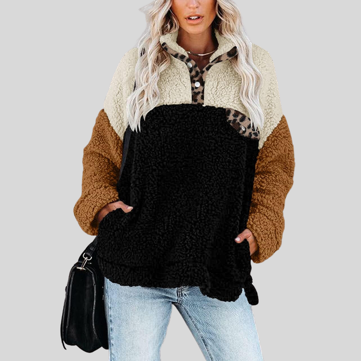 Stilla | Sherpa-Pullover Blødt fleece Fjerdedel lynlås Ståkrave Løs pasform