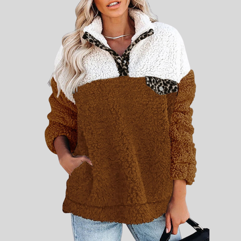 Stilla | Sherpa-Pullover Blødt fleece Fjerdedel lynlås Ståkrave Løs pasform