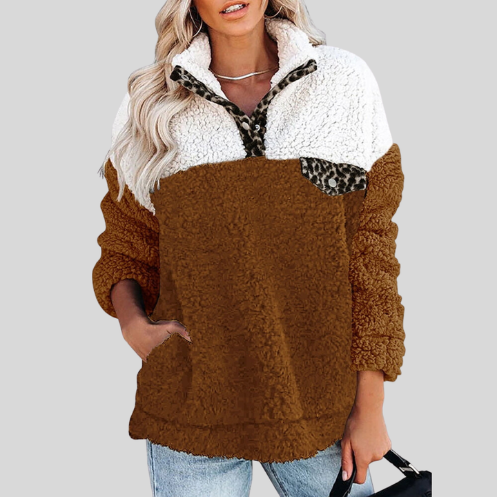 Stilla | Sherpa-Pullover Blødt fleece Fjerdedel lynlås Ståkrave Løs pasform