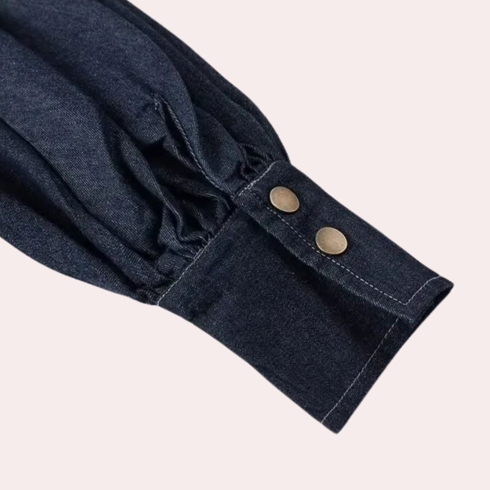Stilla | Moderne Skjorte i Denim med Sløjfe Krave til Damer