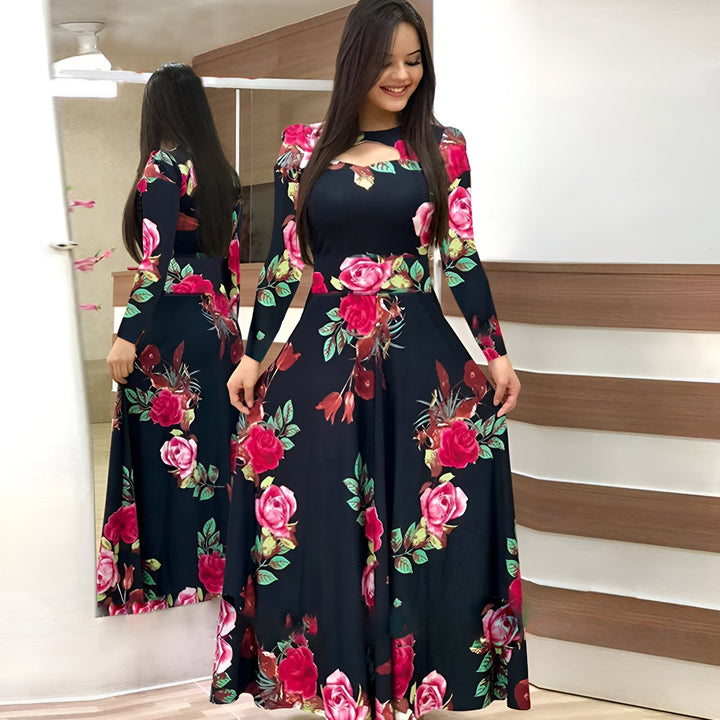 Stilla | Elegante Blomster Maxi Kjole Til Efteråret