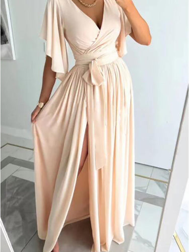 Stilla | Gravidkjole Med Bælte Elegante Gravid Maxi Kjoler Dress