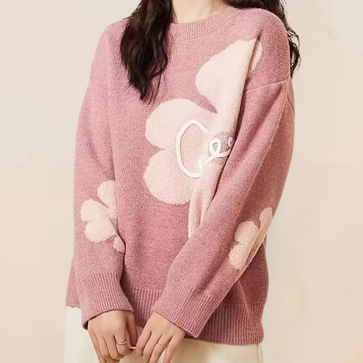 Stilla | Blomsterstrikket Sweater til Damer