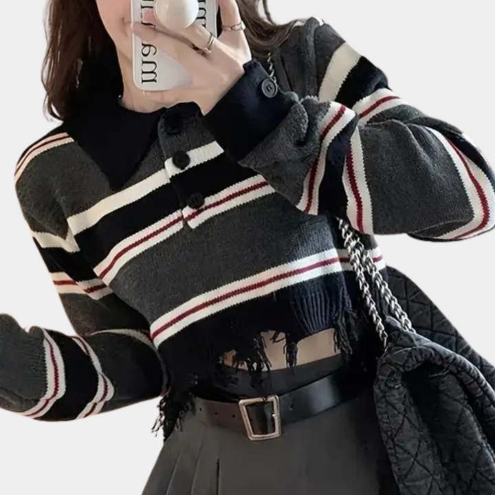 Stilla | Løs Stribet Sweater til Kvinder