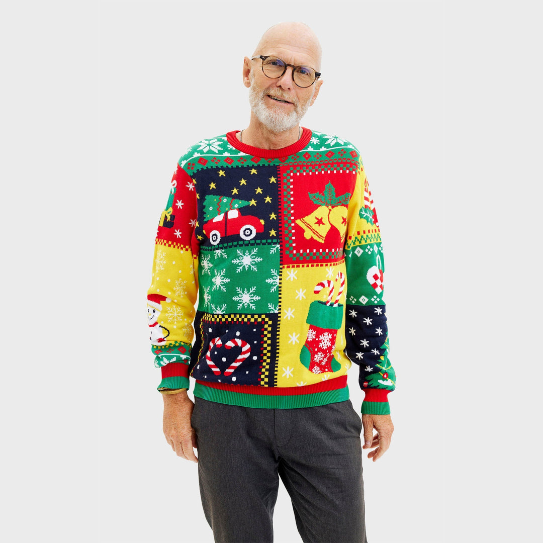 Stilla | Patchwork-juletrøje herre
