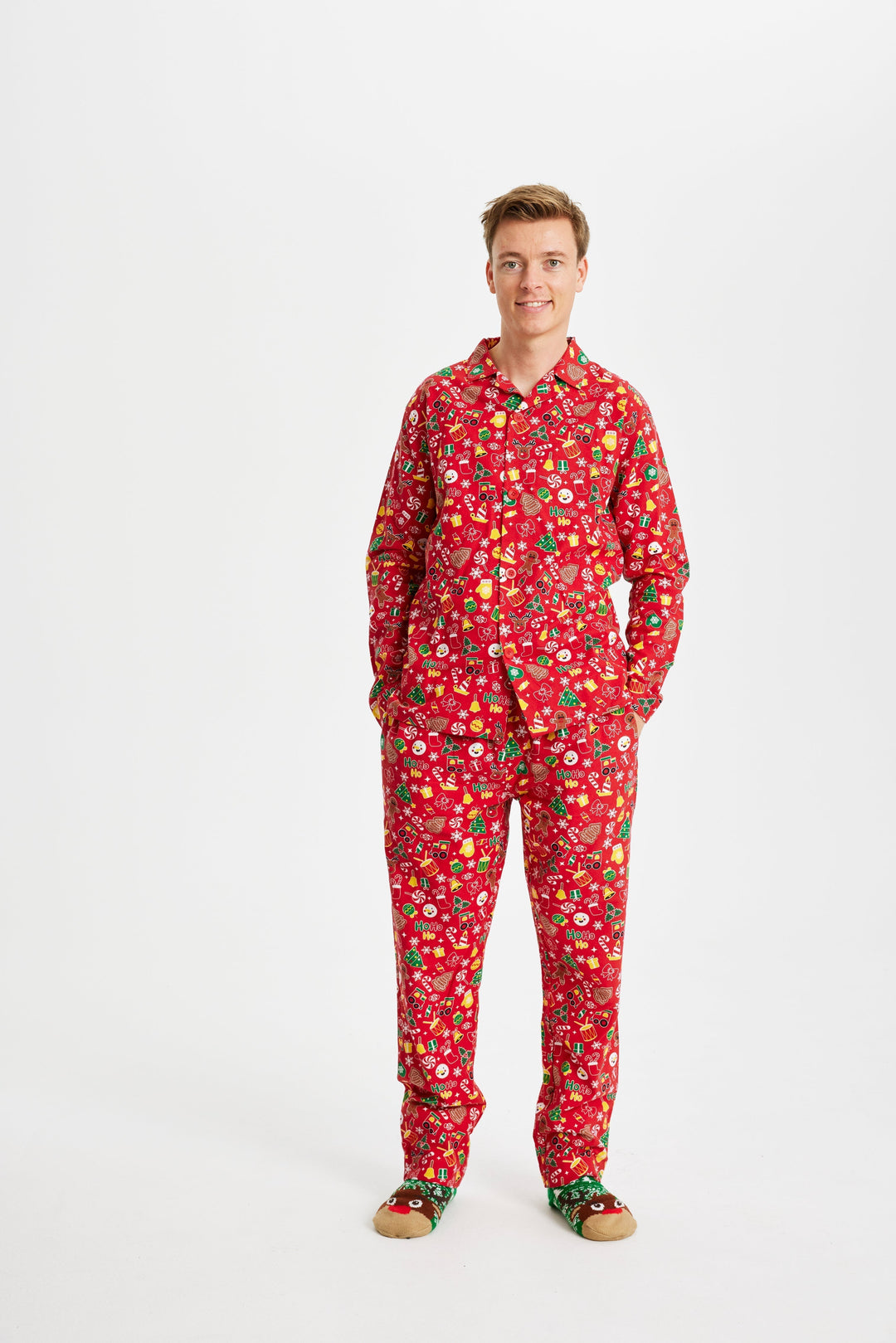 Stilla | Skøre Jule-Pyjamas Flannel Rød Herre