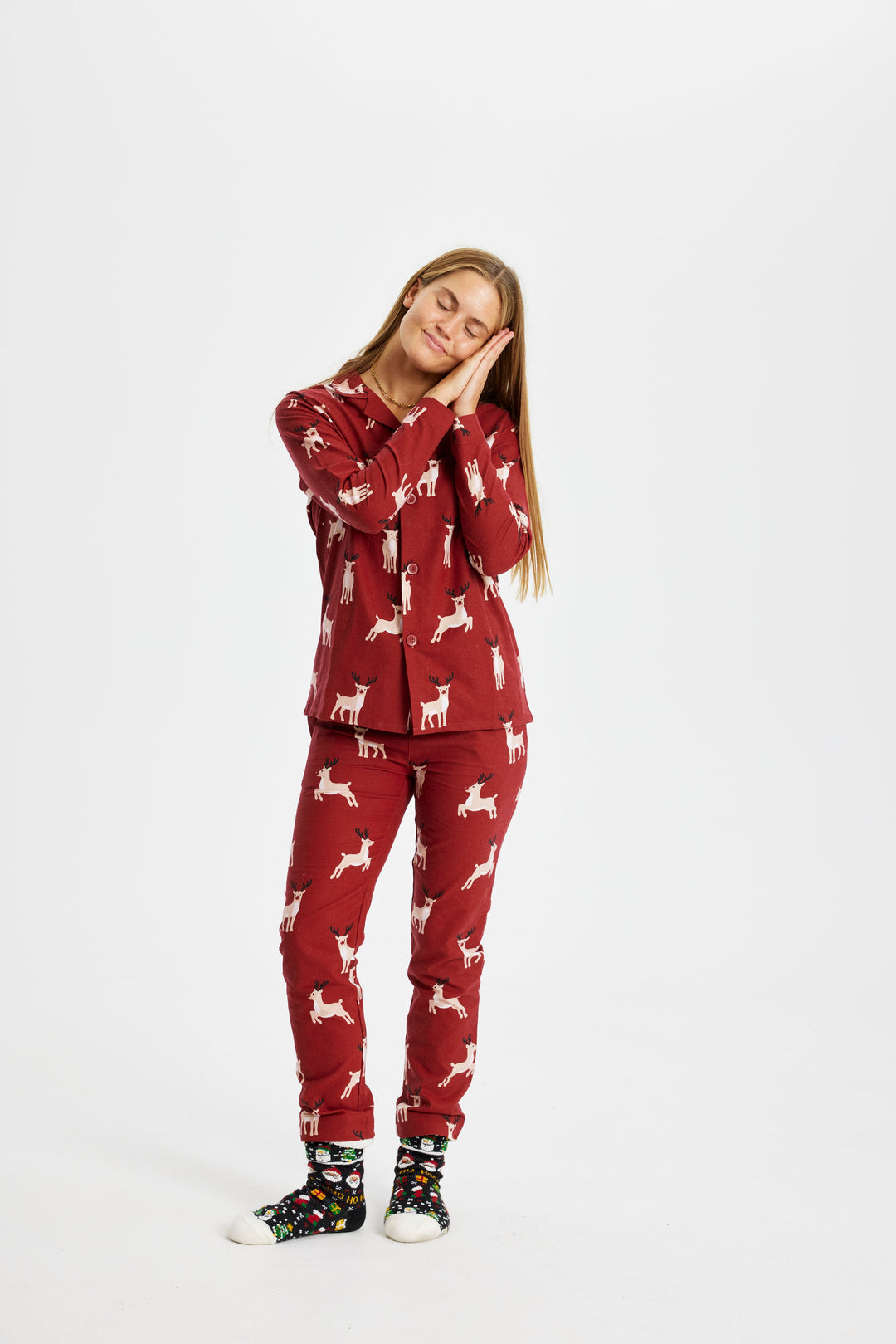 Stilla | Rensdyr Jule-Pyjama Flannel Dame