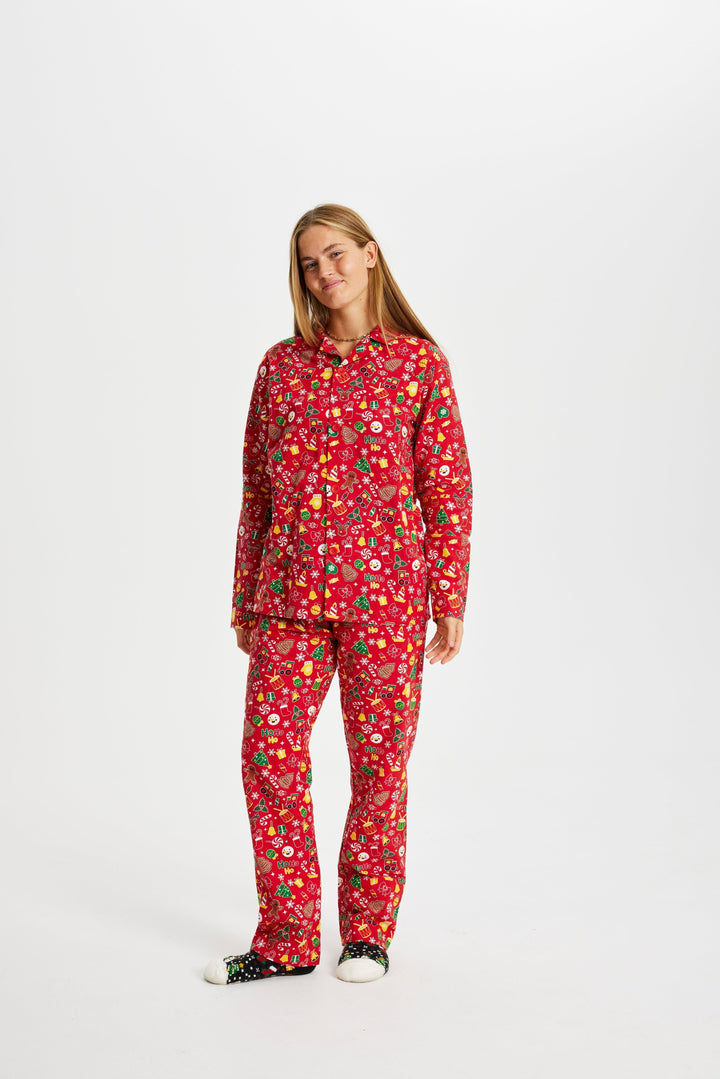 Stilla | Skøre julesweatre Flannel Rød Kvinder