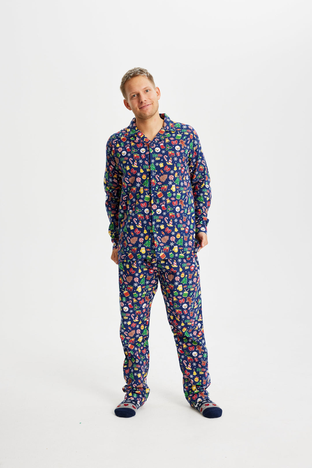 Stilla | Skøre jule-pyjamasflanel blå mænd
