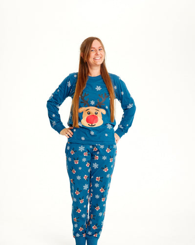 Stilla | Rudolfs julesovepyjamas blå damer