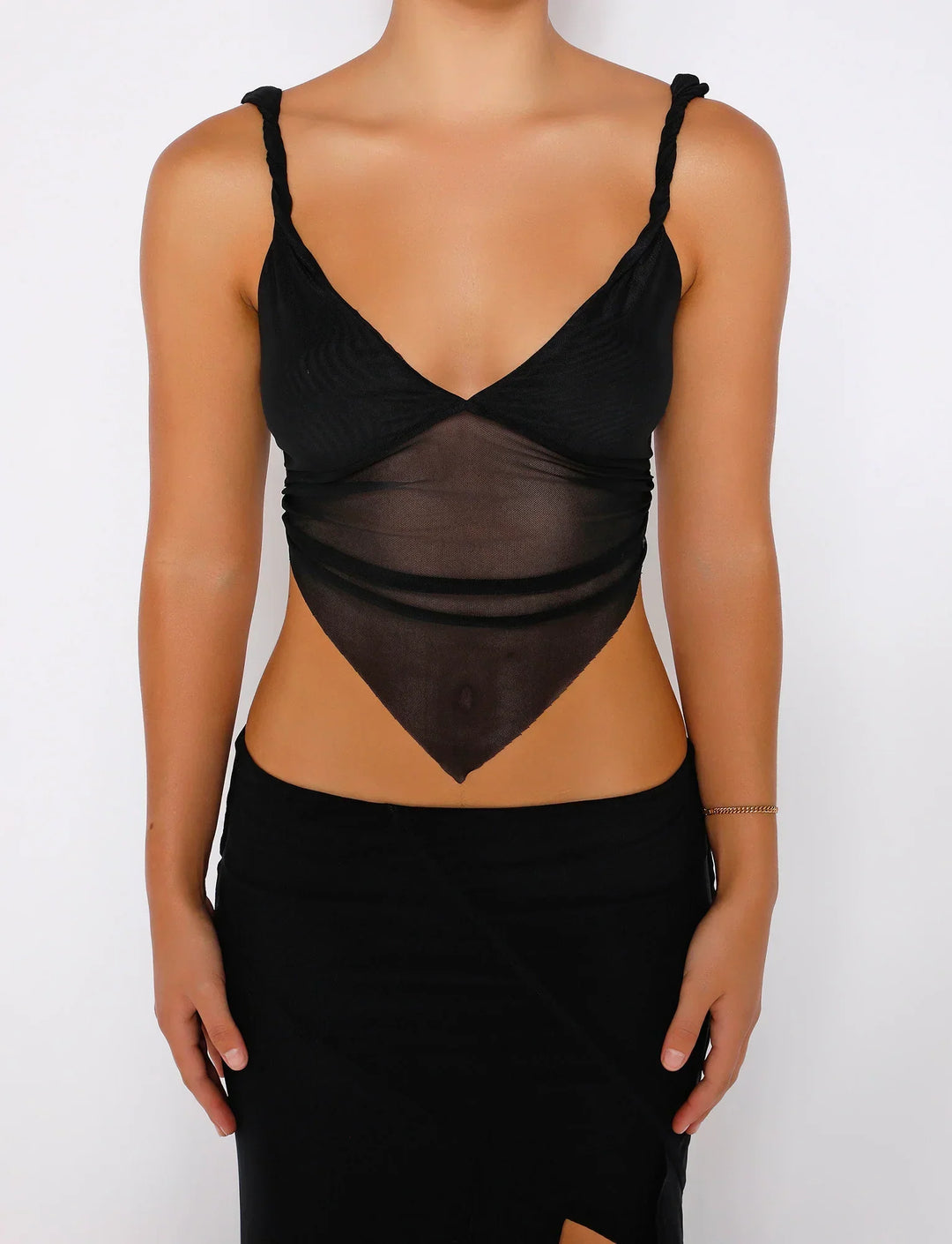 Stilla | Afslappet Sort Crop Top Med Nederdel