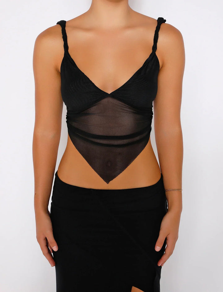 Stilla | Afslappet Sort Crop Top Med Nederdel