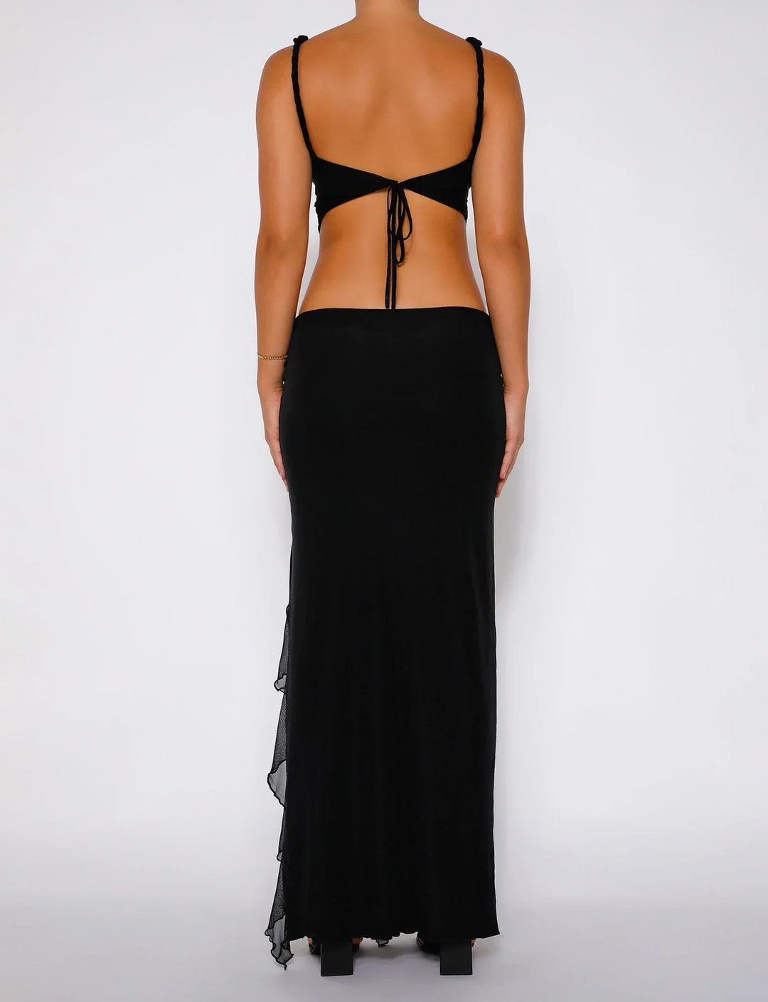 Stilla | Afslappet Sort Crop Top Med Nederdel