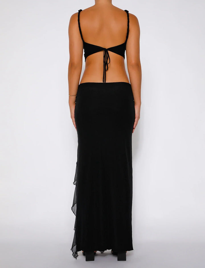 Stilla | Afslappet Sort Crop Top Med Nederdel