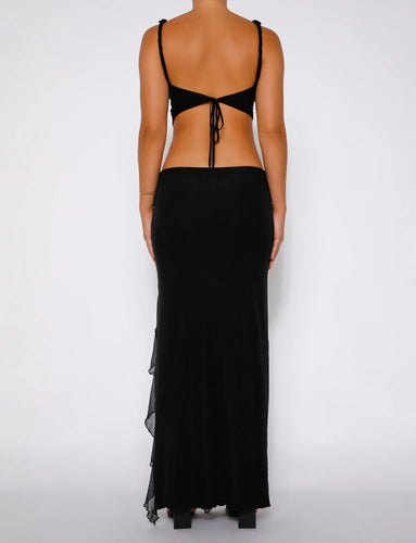 Stilla | Afslappet Sort Crop Top Med Nederdel