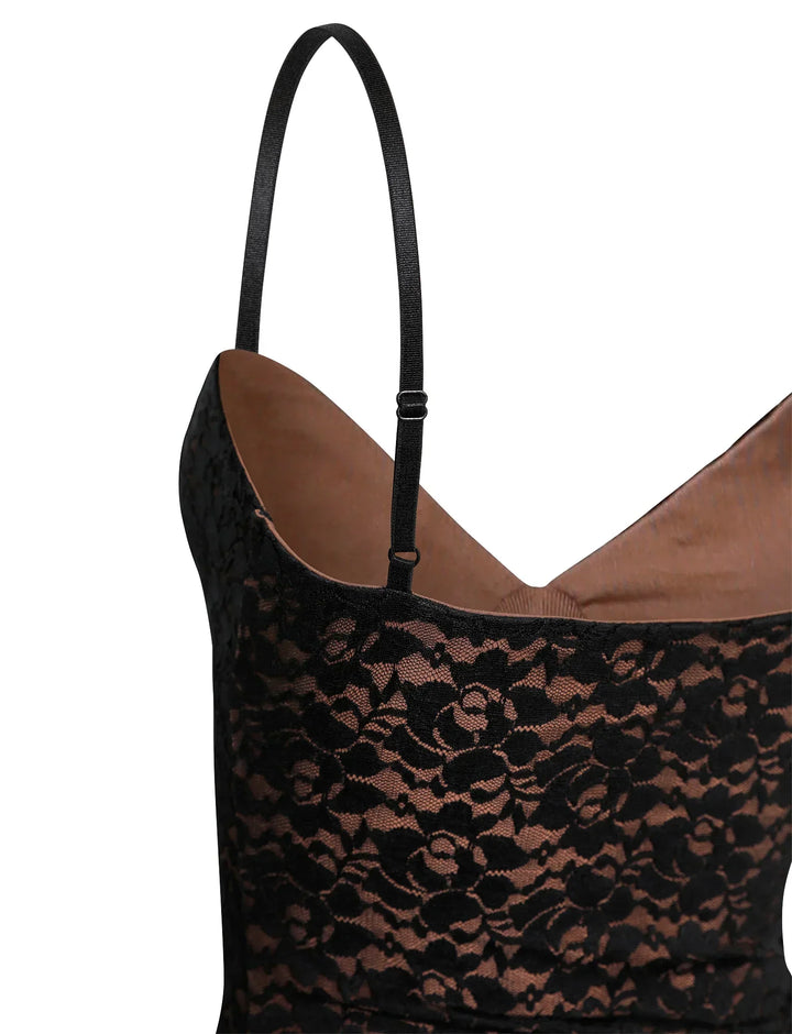 Stilla | Sort Blondekjole Med Blomsterprint