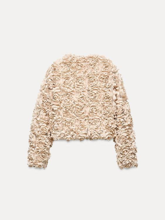 Stilla | Textureret Crop Jakke med lange ærmer