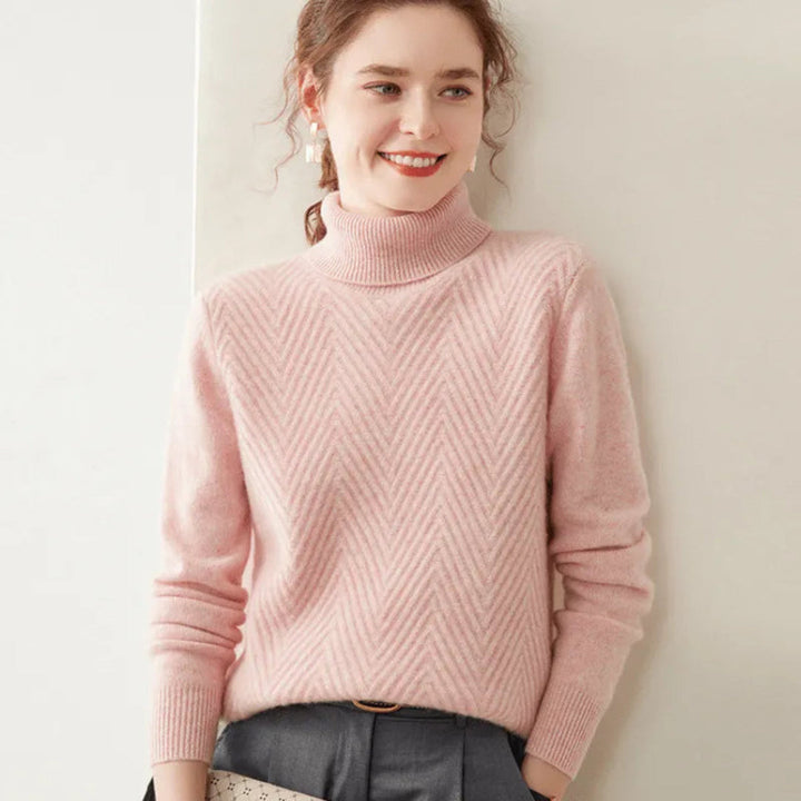 Stilla | med Chevron-Mønster og Mock Neck