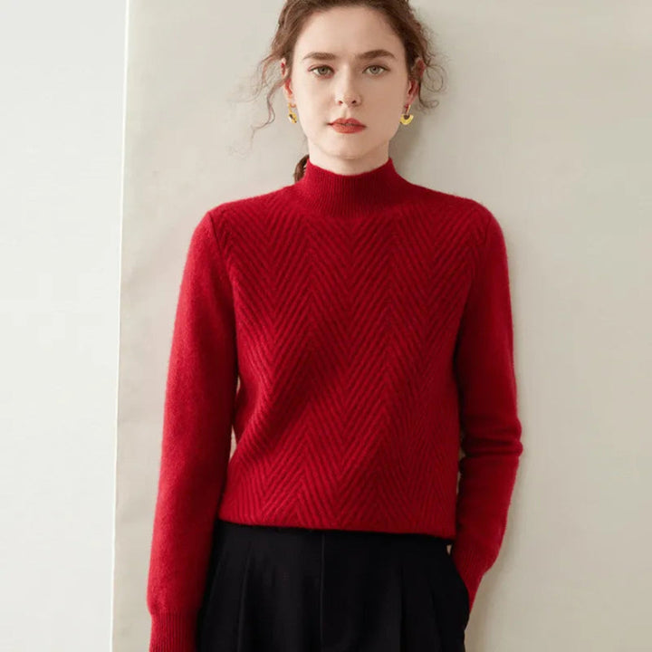 Stilla | med Chevron-Mønster og Mock Neck