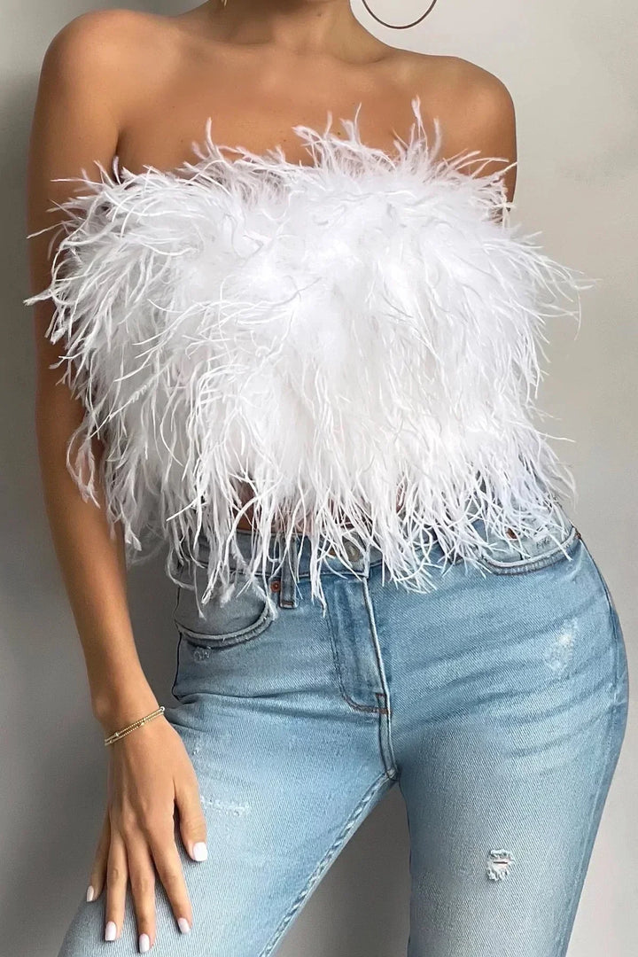 Stilla | Stilfuld fjercrop top er en toptrend i år