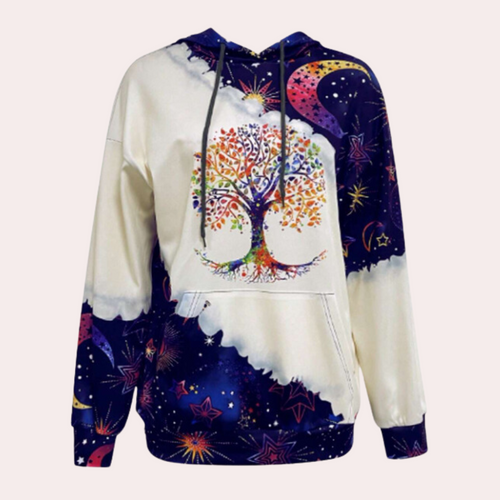 Stilla | Stilfuld Trykt Trøje med Hætte til Damer