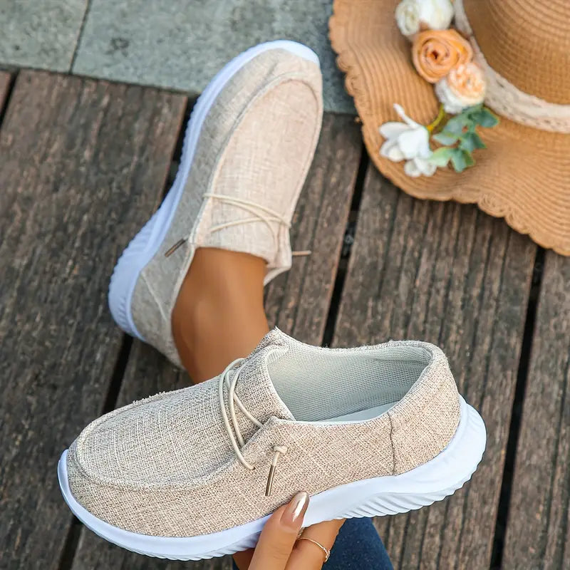 Stilla | Dame Canvas Slip on Mokwiski Lys Og Komfortable Med Leopardtryk