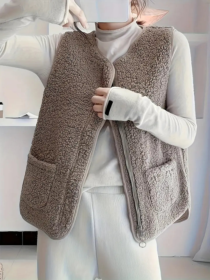 Stilla | Dame Sherpa Varmer Varm, Polarvest Uden Ærmer, Med Lommer Og Lynlås